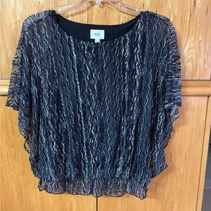 ECI New York Black and White Women's Semi-Sheer Blouse with Black Shell Tank